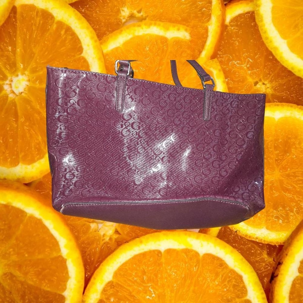Guess Maroon monogram Tote Purse Shoulder Bag - Picture 5 of 5